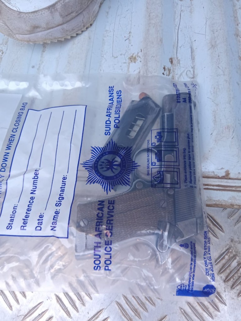 One of the firearms recovered by SAPS in Despatch.