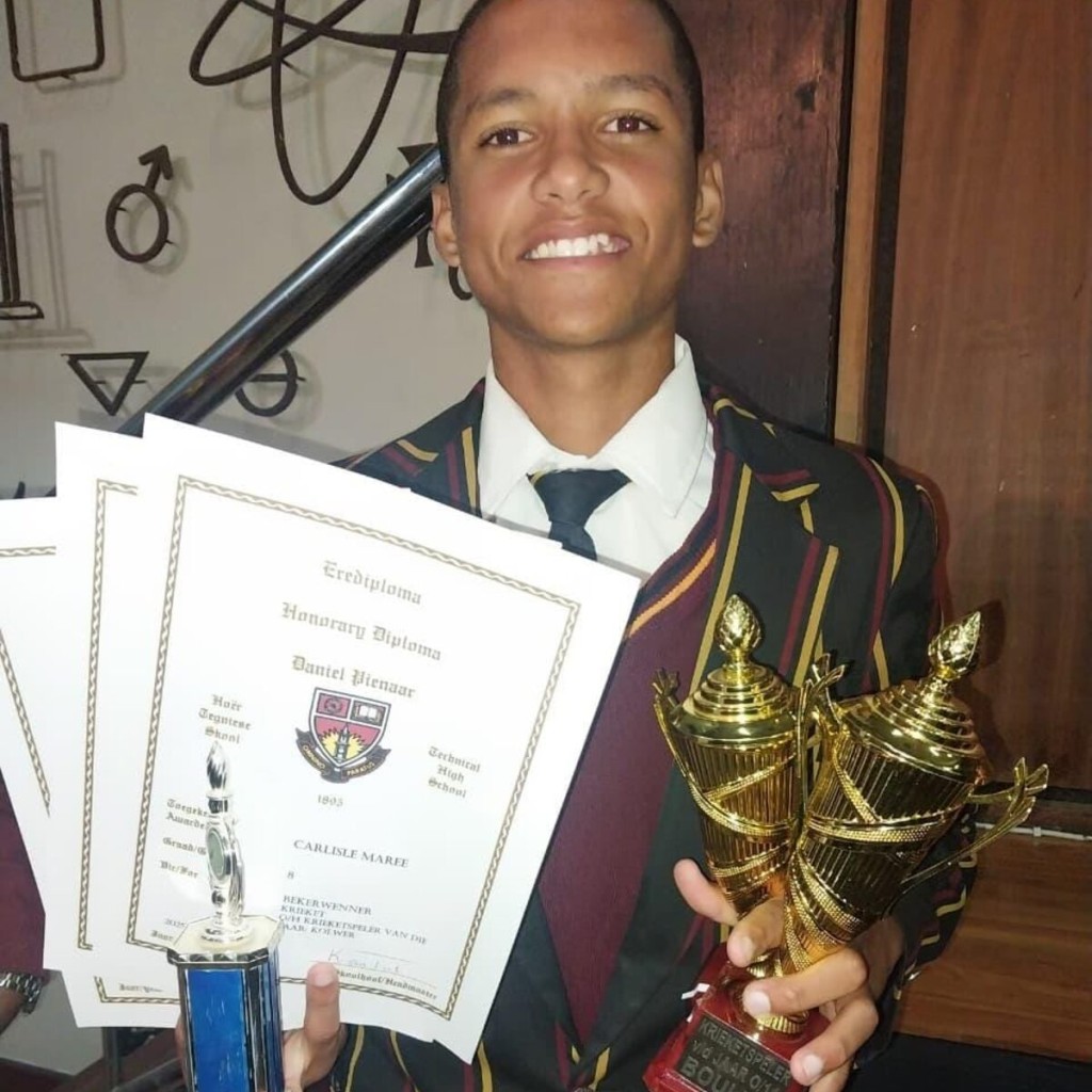 Carlisle Maree (14) is already making a name for himself in both cricket and rugby.