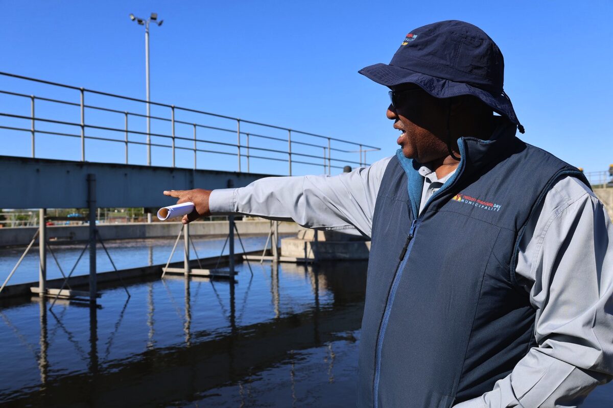 Pictured is the Wastewater Treatment Director, Anderson Mangcotywa, at the Despatch Wastewater Treatment Works
