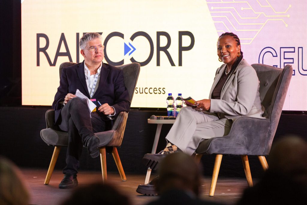 Allon Raiz, CEO of Raizcorp, in conversation with VWGA Director for Corporate and Government Affairs, Nonkqubela Maliza.