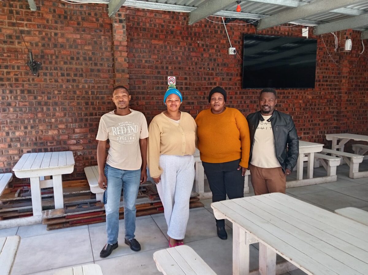 Pictured from left are Vusumzi Mhlabeni (founder/station manager), Sinalo Manyati (Manyathi's Place – Sponsor), Sethu Mabangula (radio presenter/sales representative) and Siphiwo Femele (radio presenter/marketing & promos).
