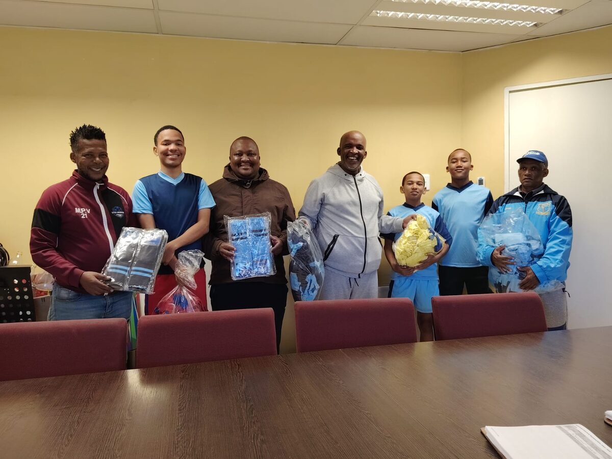 Pictured are Mornay Valtein, Zachary Valtein, Brevan Joseph, Georgin Miggels (Ward 49 councillor), Daniel Browers, Jade-lee Maarman and David Hess.