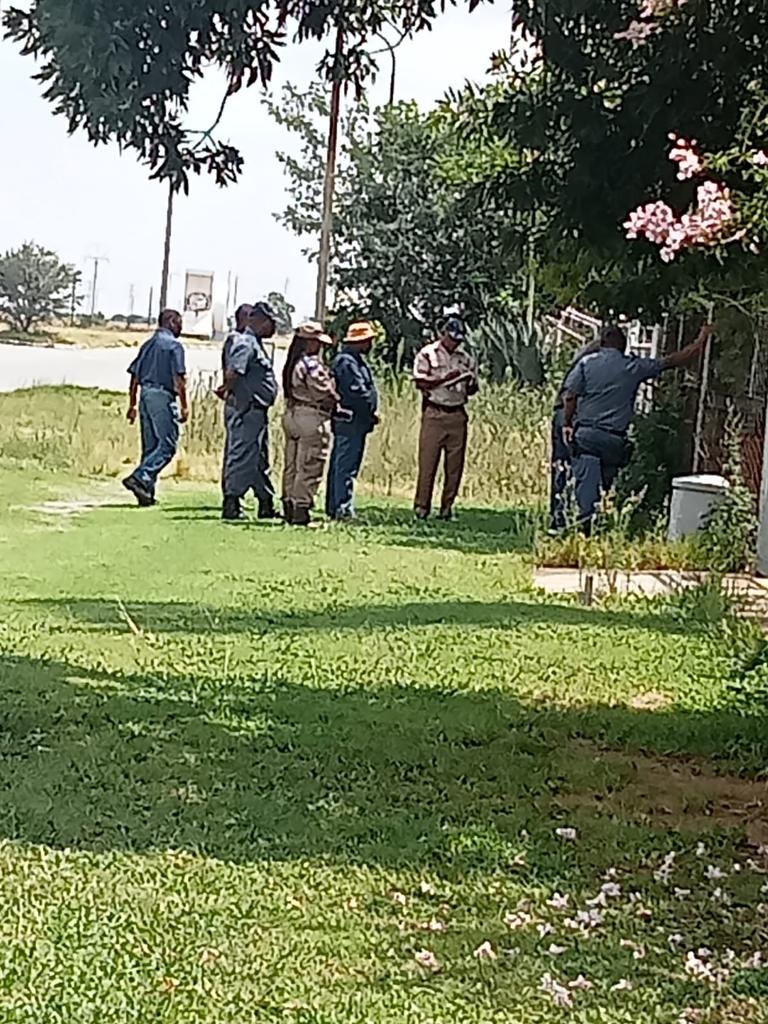 Officials from Matjhabeng Security and the SAPS ar