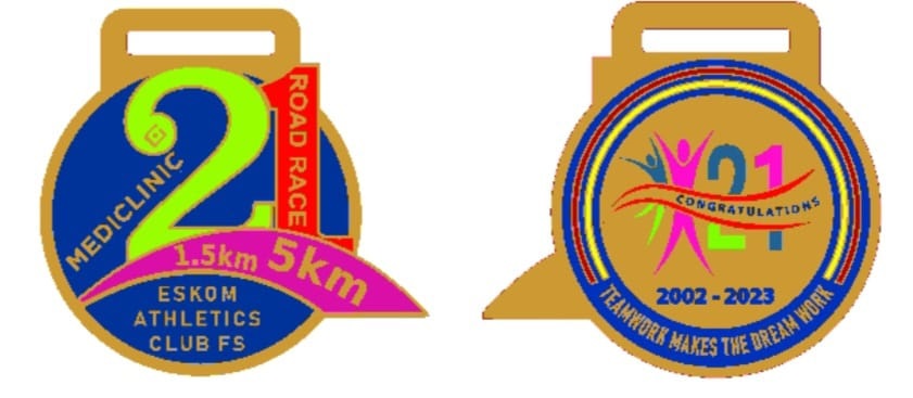 Die nuut ontwerpte medaljes?–?5km (vrouens alleenl