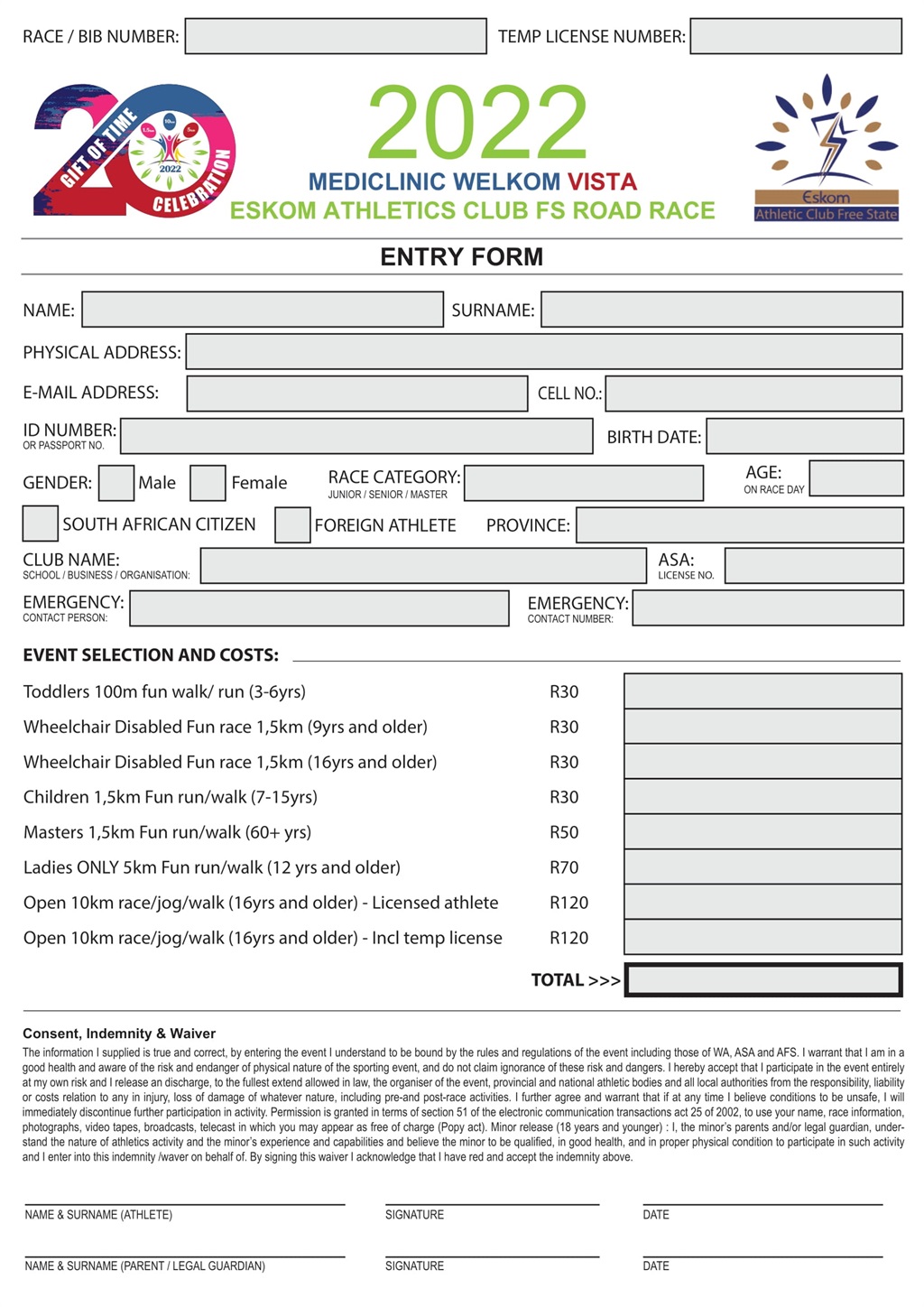 Inskrywings vir die jaarlikse Mediclinic Vista Esk