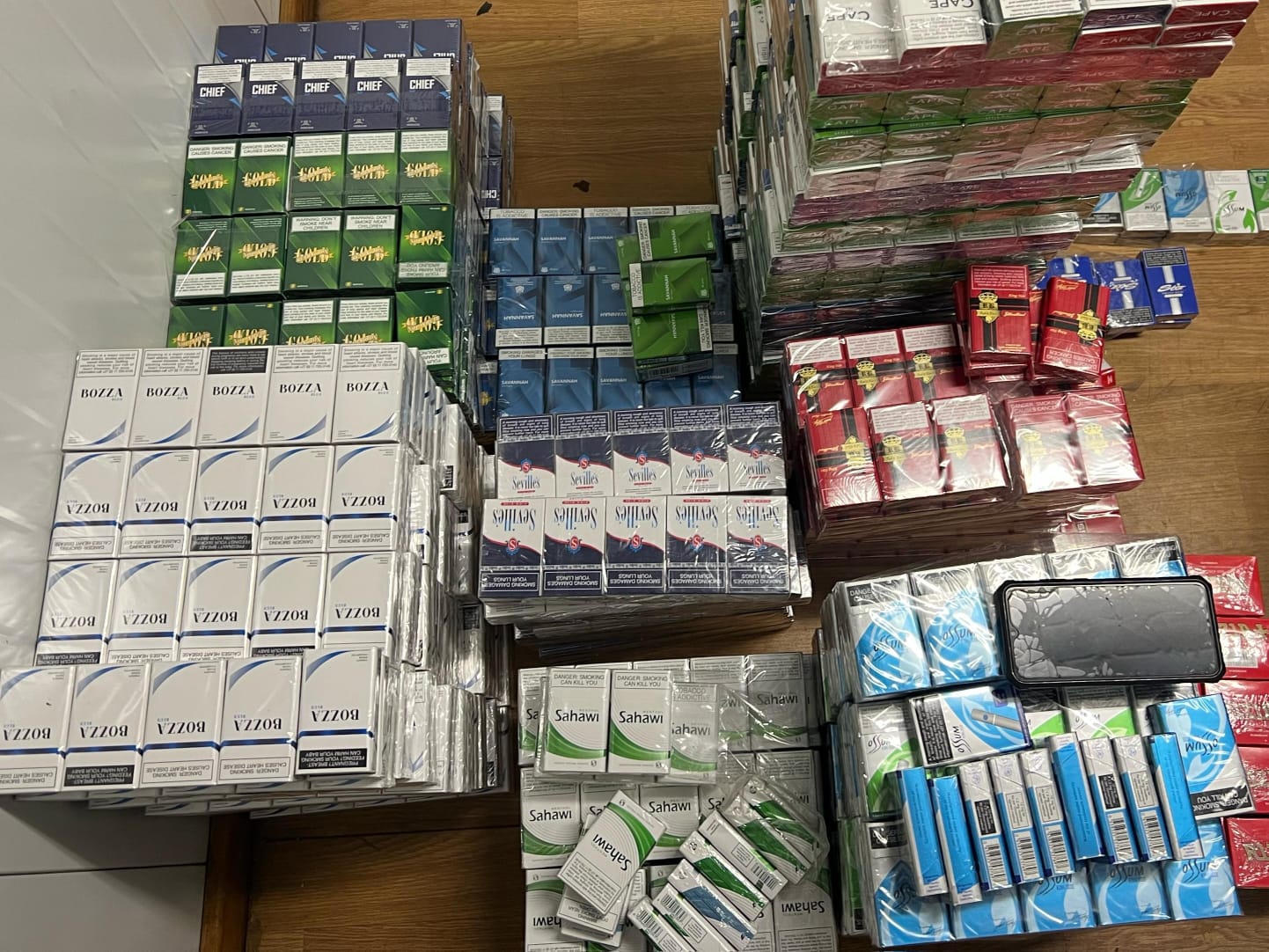 Various brands of illicit cigarettes confiscated by Operation Vala uMgodi team