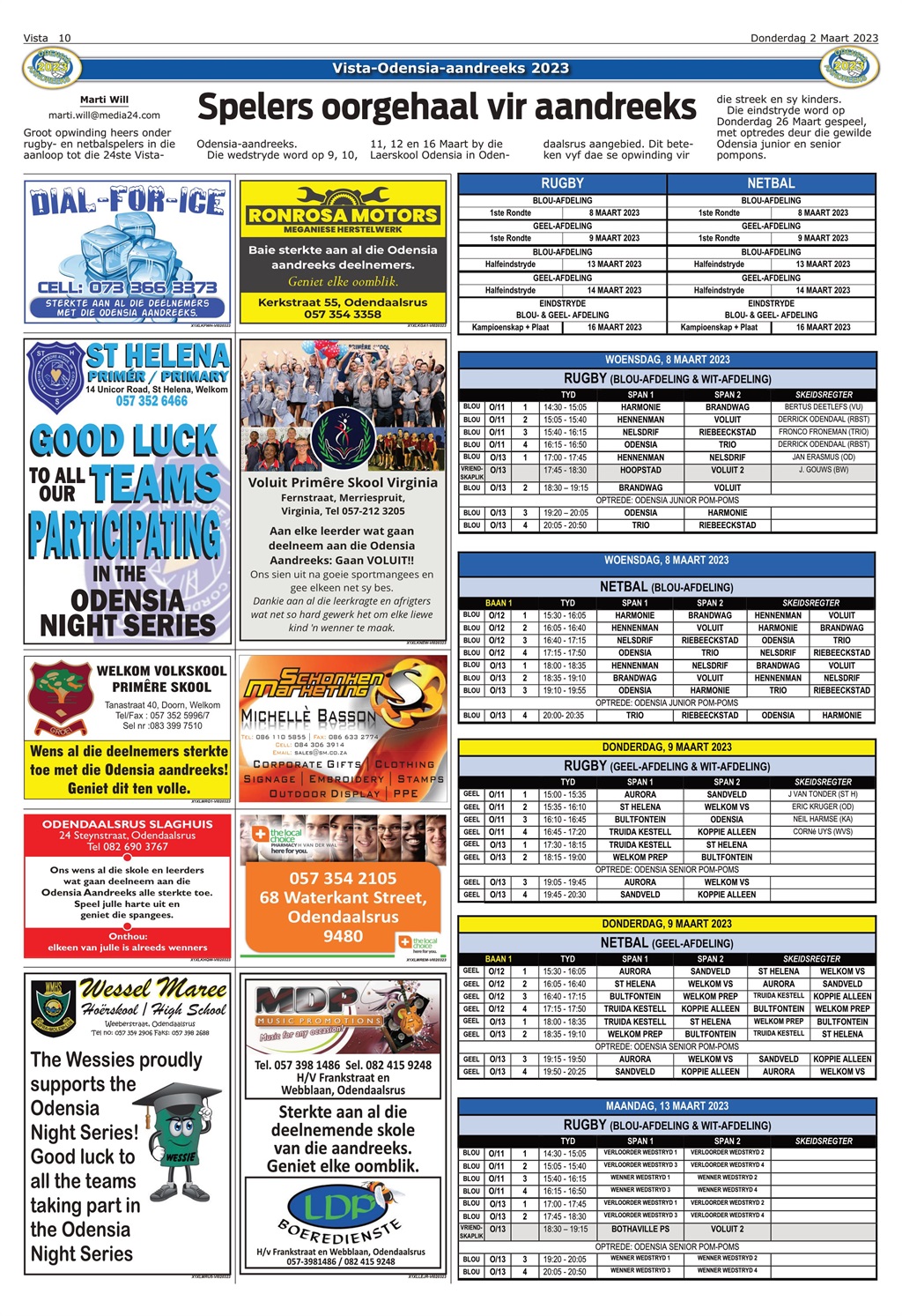 Groot opwinding heers onder rugby- en netbalspeler