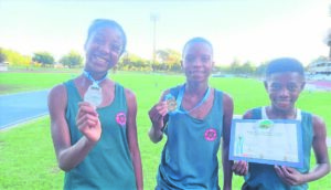 Waving school flag high