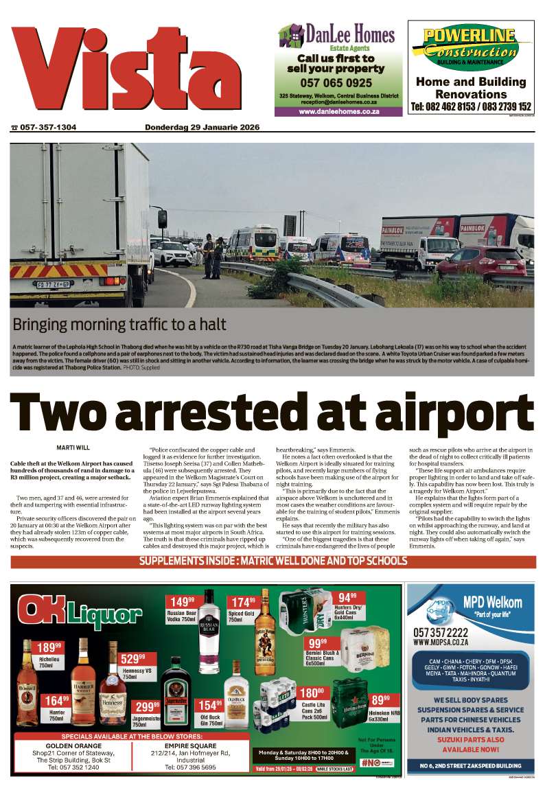 Front page of Vista 29 January 2026.