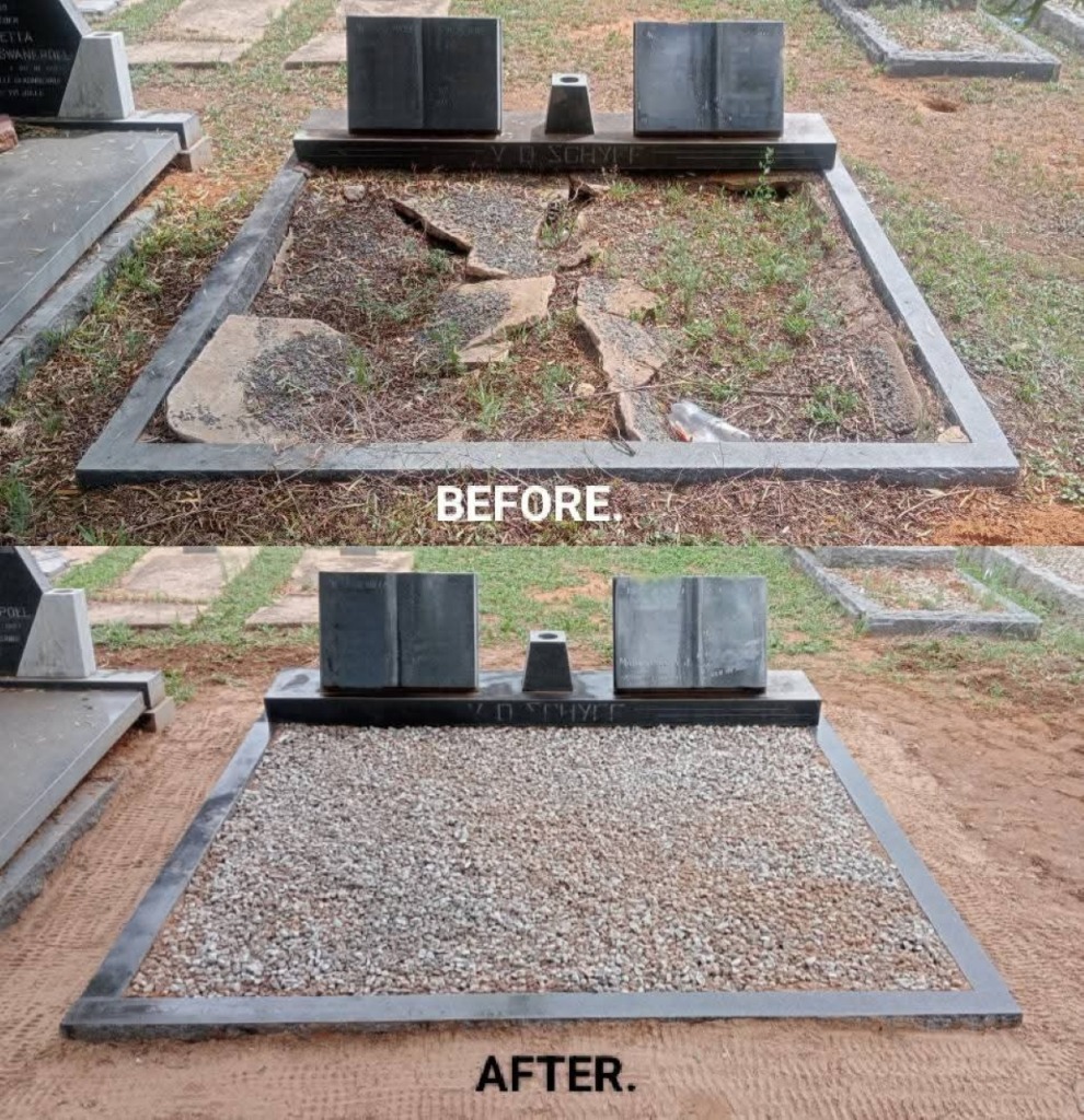 Reeds in Augustus het Sulandri Kotze  vyf grafte gekry om skoon te maak. "Daarna het ons 'before' en 'after' foto's van die vyf grafte op Facebook geplaas.