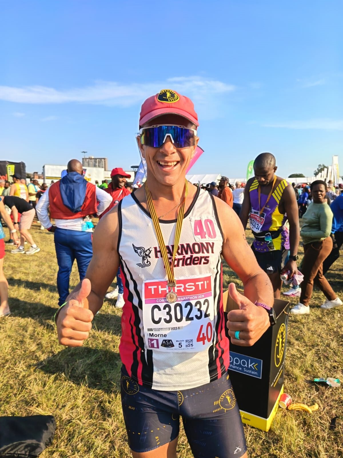 This image has an empty alt attribute; its file name is MorneNel_34687.jpeg
Morné Nel completed his sixth Comrades, and obtained a Bill Rowan medal for finishing within nine hours. PHOTOS: Supplied