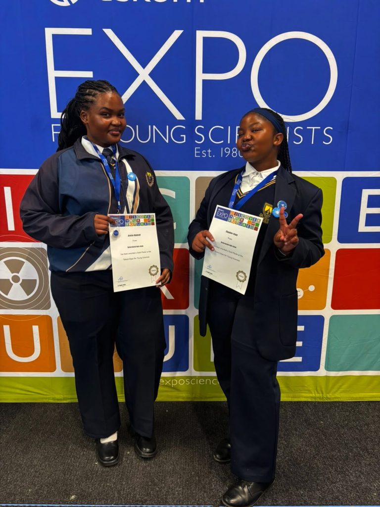 Riebeeckstad High School Grade 11 learners, Kelebohile and Liana, won the Best Computer Science and Technology Category and the Best Girl Group Performers.