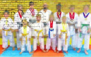 Karatekas staan hul man