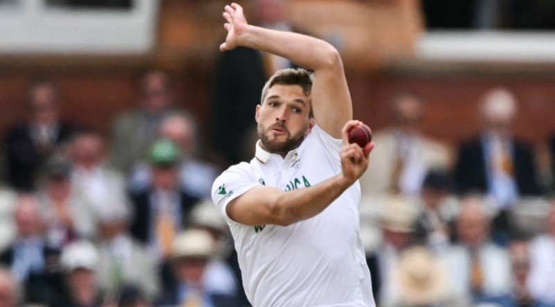 Wiaan Mulder during the ICC World Test Championship cricket final match between Australia and South Africa, at Lord's cricket ground, in London, last month. (Photo by Glyn Kirk/AFP)