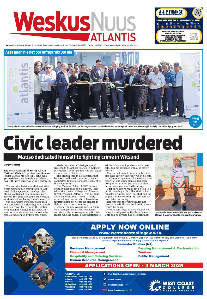 WeskusNuus front page