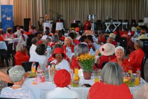 Weduwees in rooi vier Valentynsdag