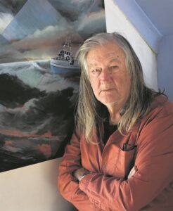 Stormagtige see op sy skilderdoek