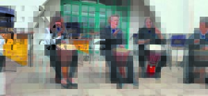 Percussionists play at opening