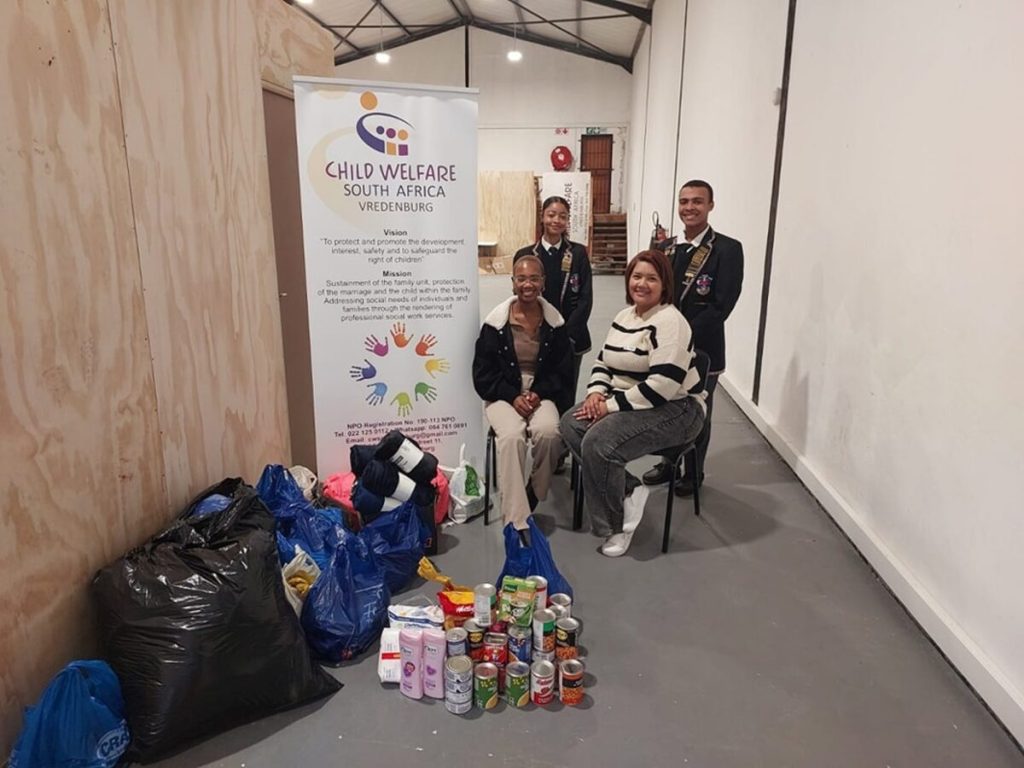 In support of Child Protection Week, which took place between Thursday 29 May and Thursday 5 June, the Representative Council of Learners from Vredenburg High School launched a heartfelt donation drive. Thanks to the generosity of the school community, they were able to make a meaningful contribution to Child Welfare South Africa Vredenburg. From warm clothing to essential toiletries and non-perishable food items, every donation will help bring comfort and support to children and families in need. The council thanks everyone who gave so willingly. Pictured at the back is Nazzli Clarke (head girl) and Wilmore Daries (head boy). Front: Anelisa Konjwa and Juliet Pienaar from Child Welfare South Africa Vredenburg.