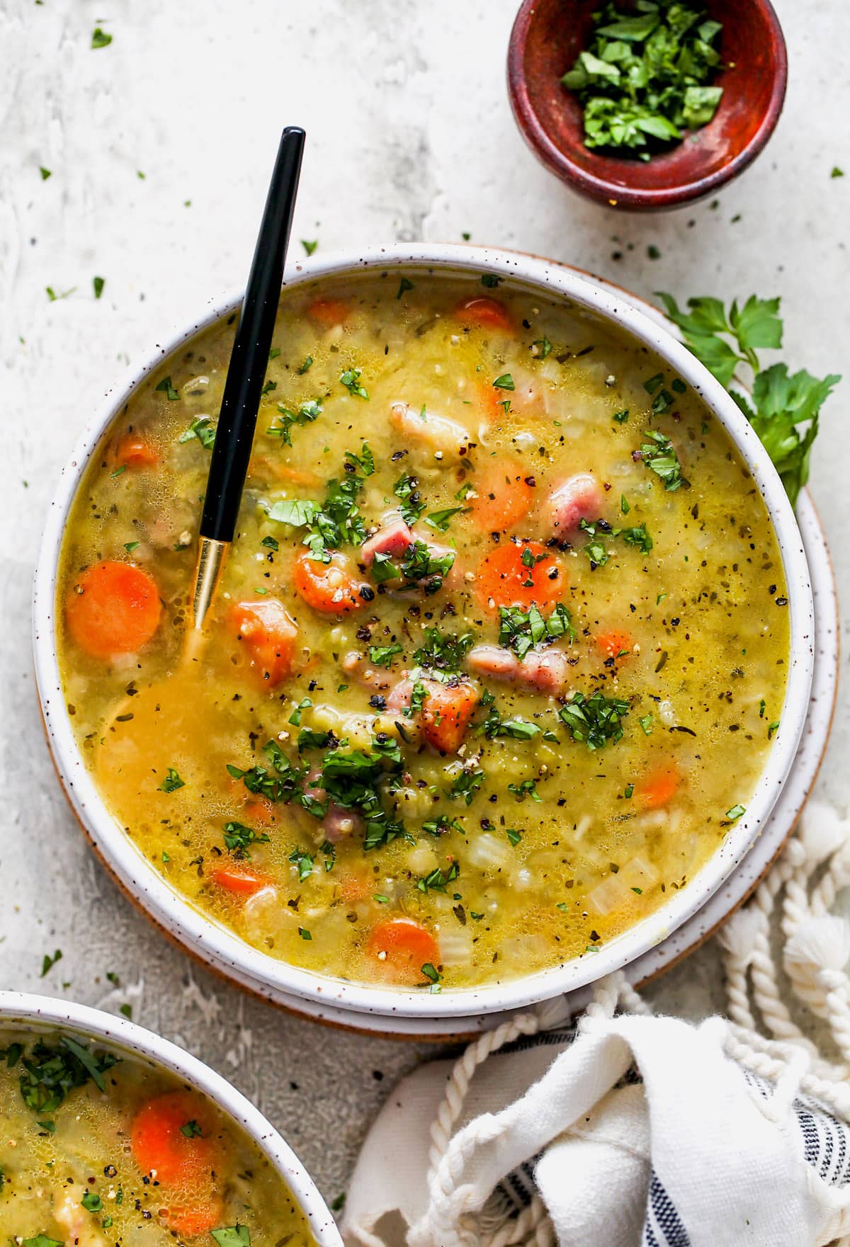 Hearty ham and split pea soup to warm up your winter
