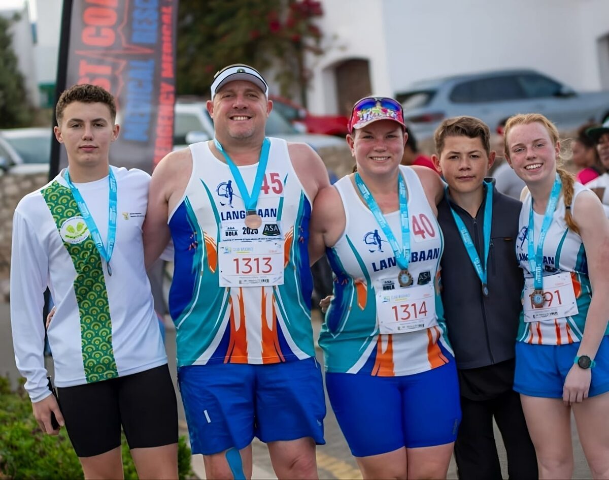 The Burger family all received medals for their efforts. From left are Jan-Harm, Harry, Jacolien, Gerbrand and Lianel Burger. Photo Sonja Kruger