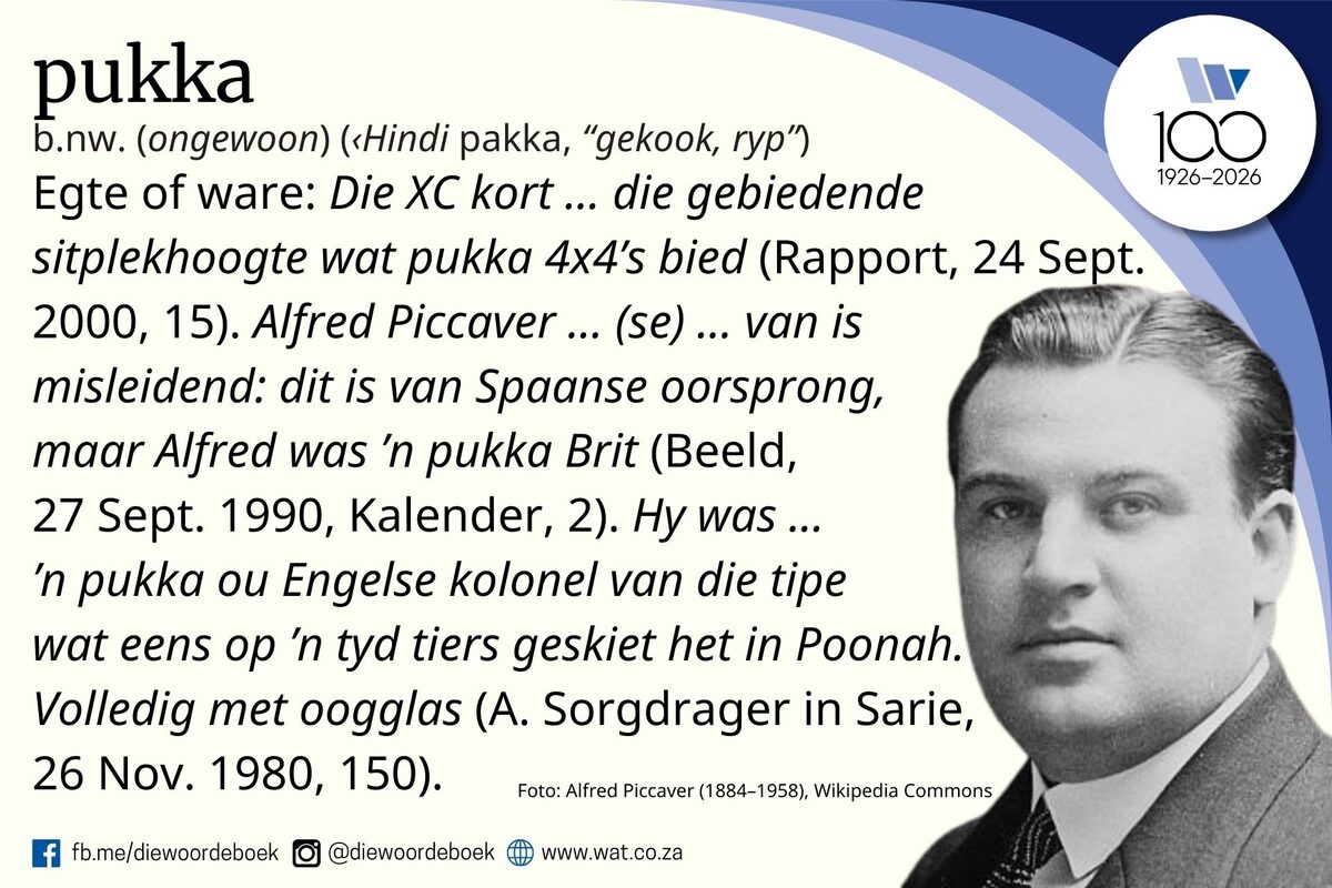 Woord van die week - pukka