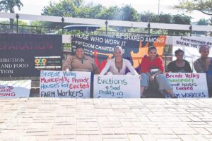 Women evicted from farms protest outside BVM