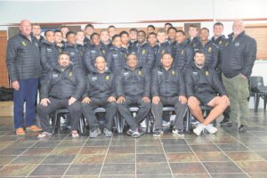 Rugbyspan spog met warm baadjies