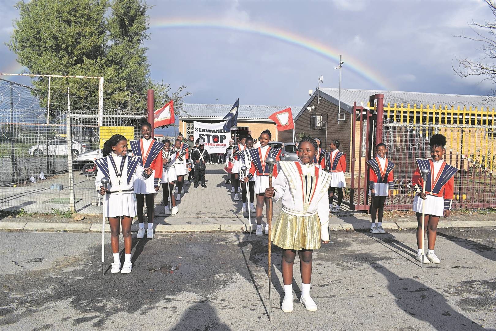 Alfred Stamper drummies march to Zwele Community Hall