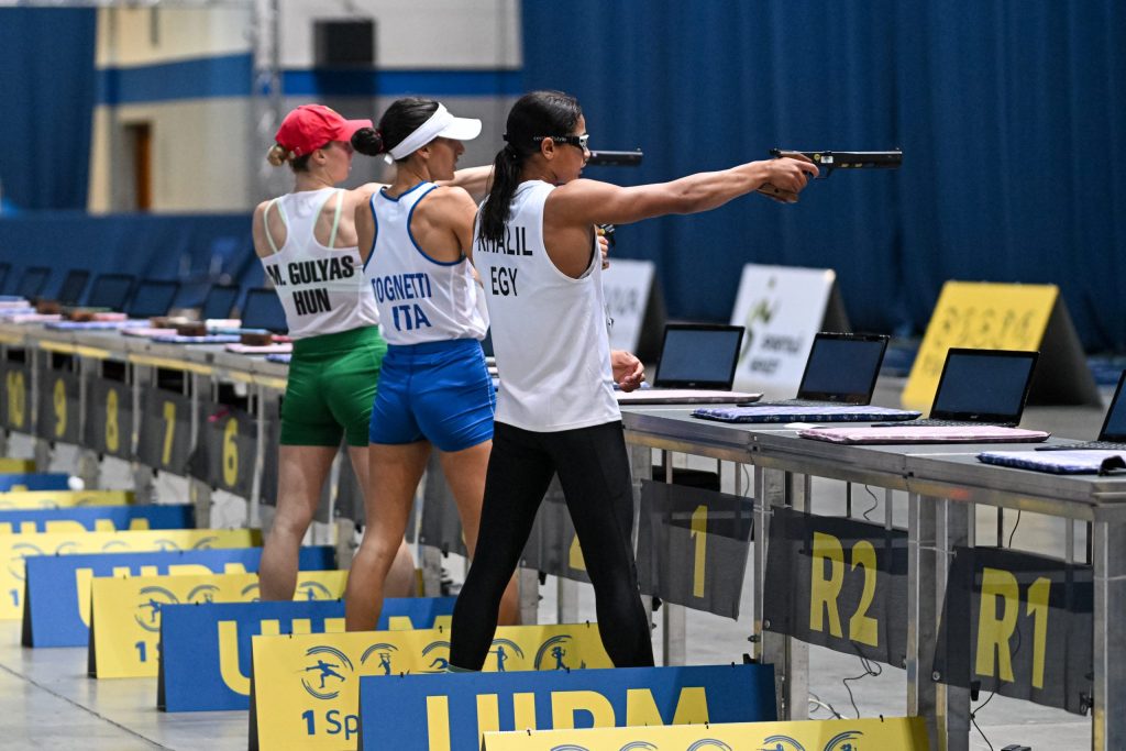 Modern Pentathlon combines five different sports in one competition: fencing, swimming, obstacle racing, shooting, and running.