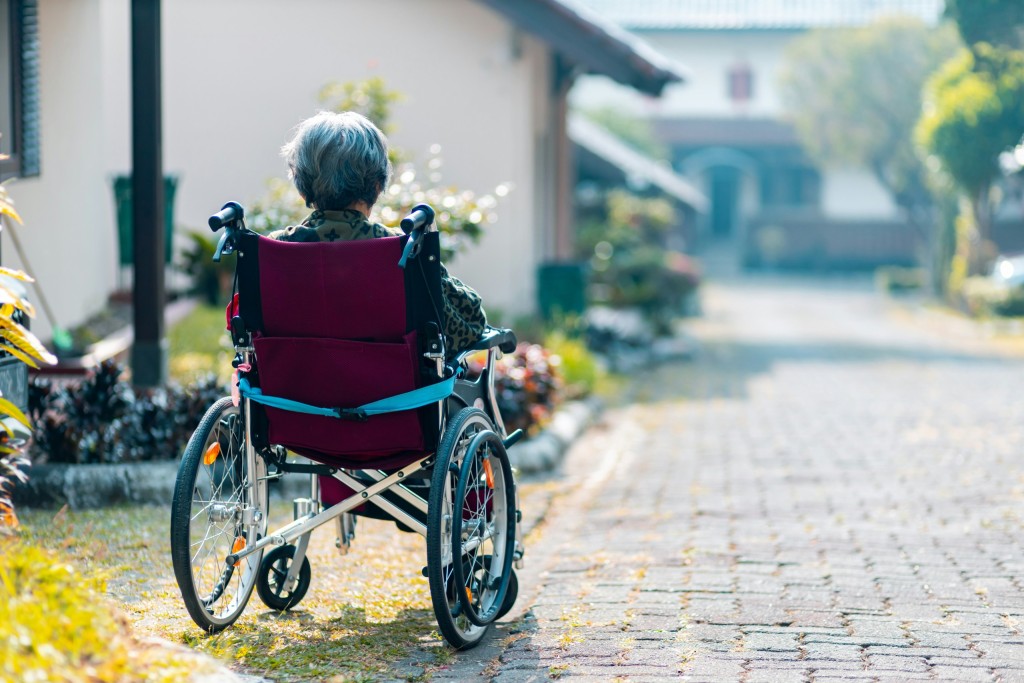 Old person in wheelchair