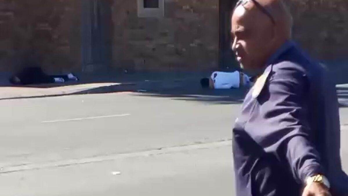 A still from a video circulating on social media which shows the two men who were shot outside Mitchell's Plain Magistrates' Court on Monday 25 August, one of them fatally.