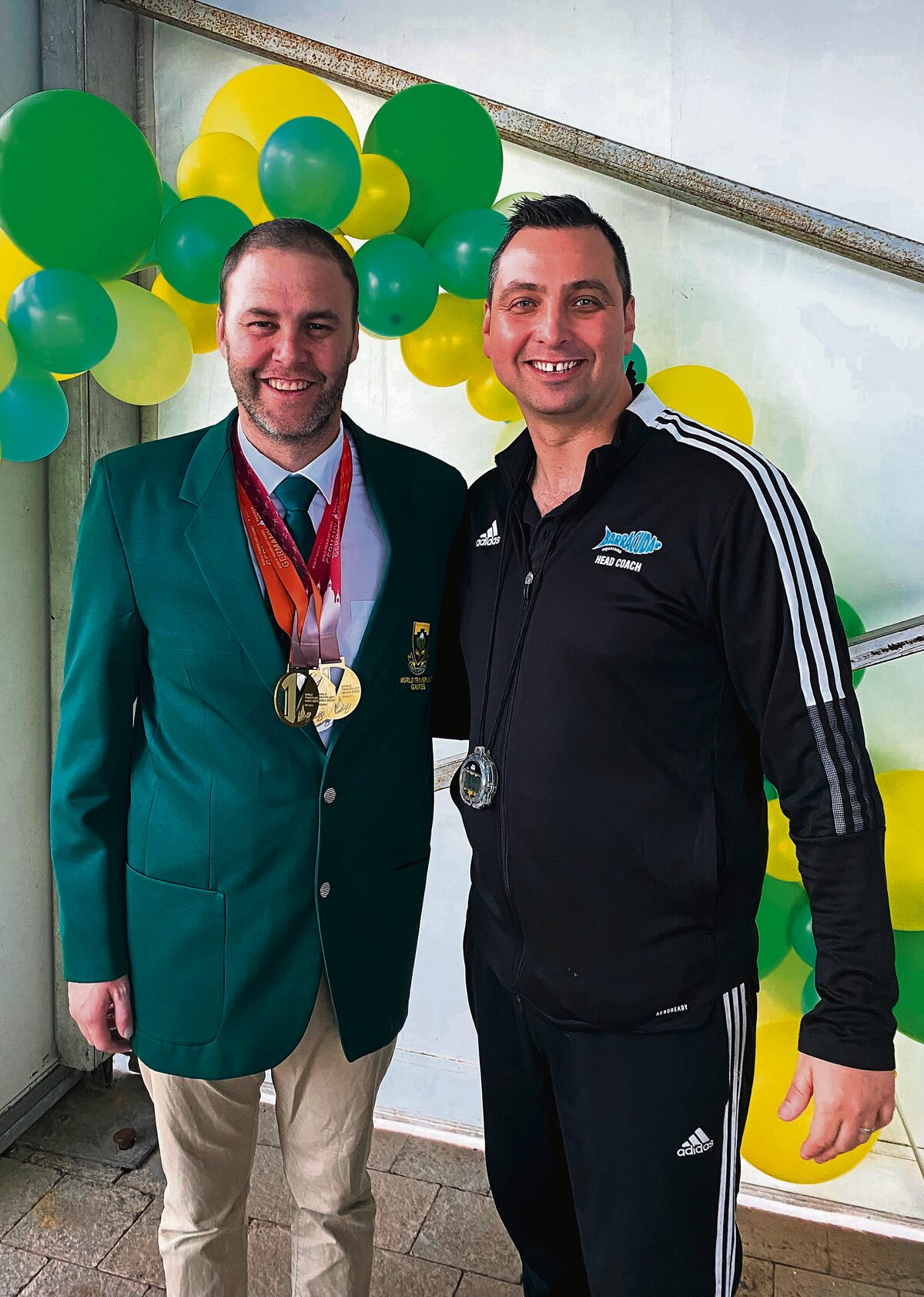 Jeandré Geldenhuys (left) with his coach, Coenie van Graan.