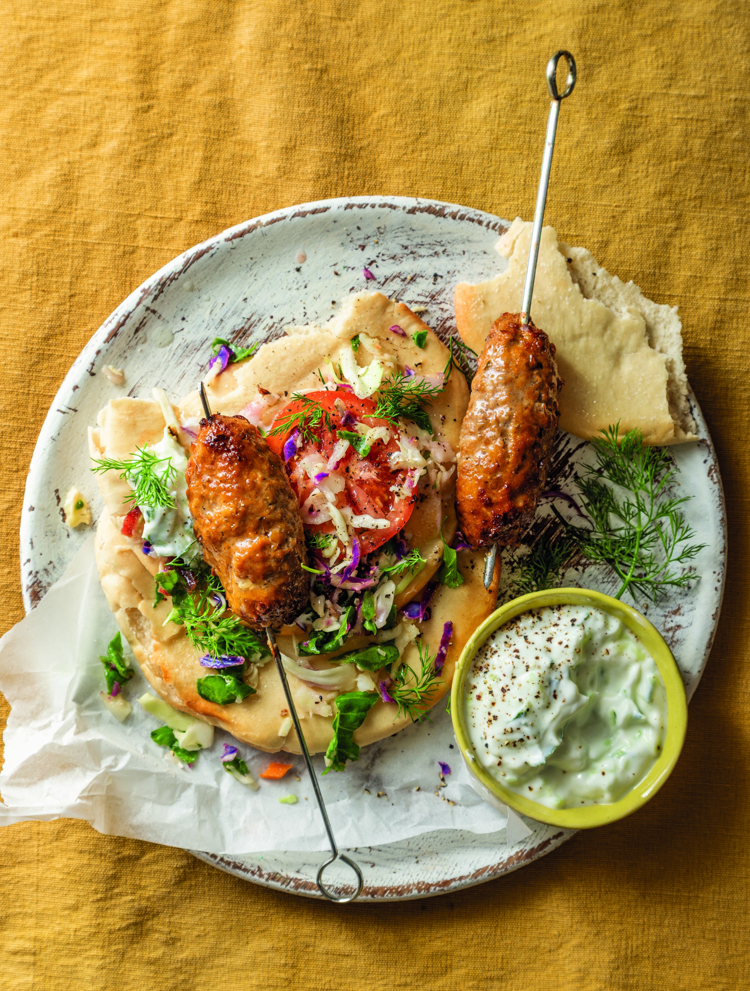 Beef and Lentil Koftas with Tzatziki