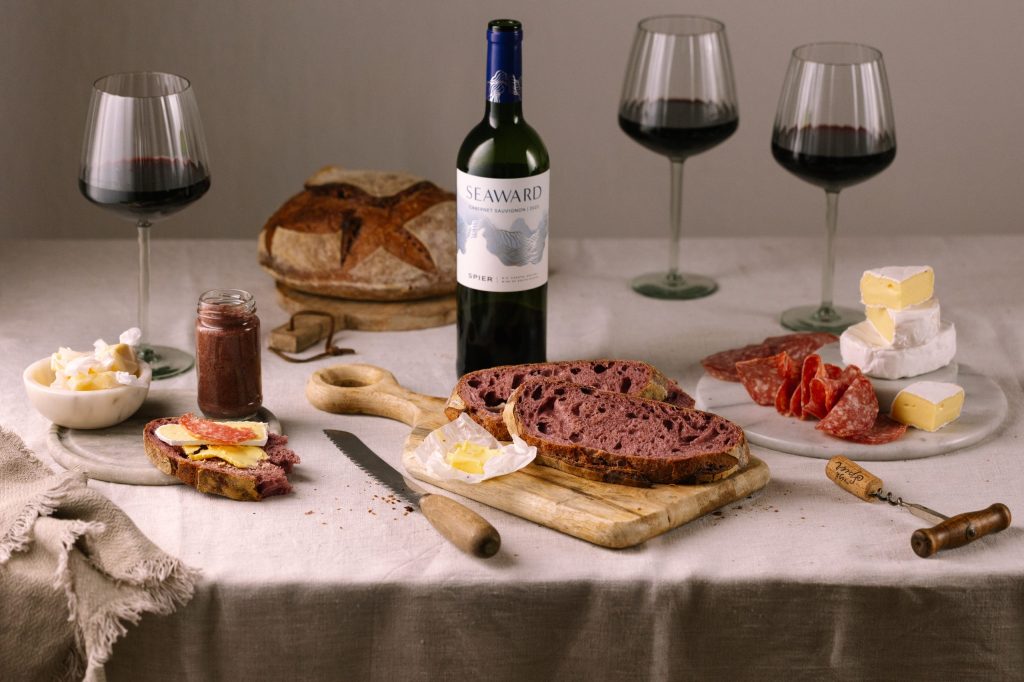 A feast of wine and red wine sourdough.