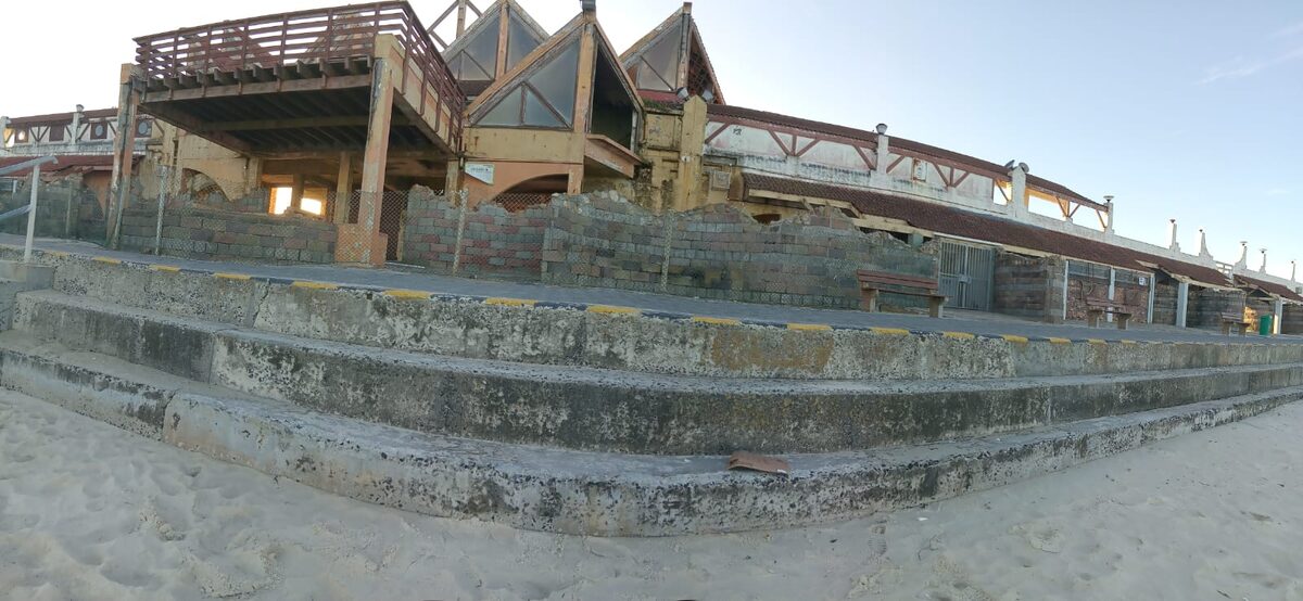 A cordoned off section of Strandfontein Pavilion that is scheduled for demolition because it is structurally unsound.
