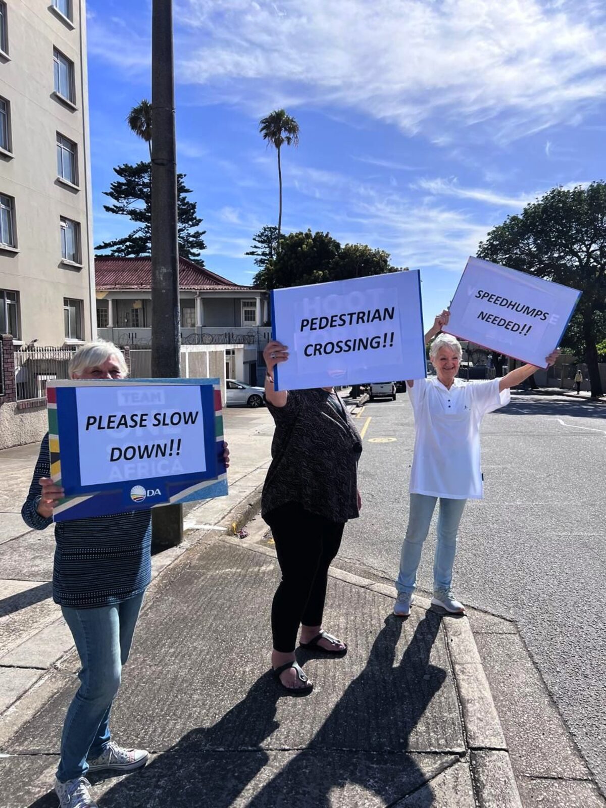 Residents joined Ward 5 Councillor Terri Stander to petition for speed humps in Western Road, Central.