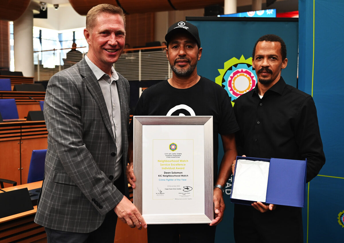 Deen Solomon of the KIC Neighbourhood Watch in Bonteheuwel won Crime Fighter of the Year.