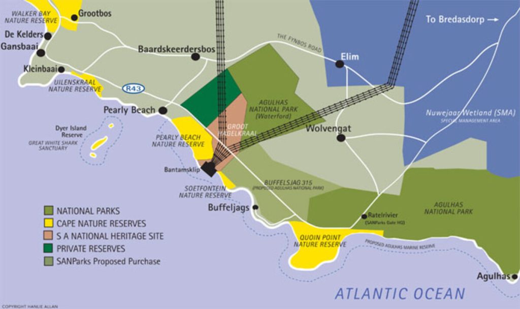 The proposed Bantamsklip nuclear plant is situated between Pearly beach and Buffeljags in a protected marine area.