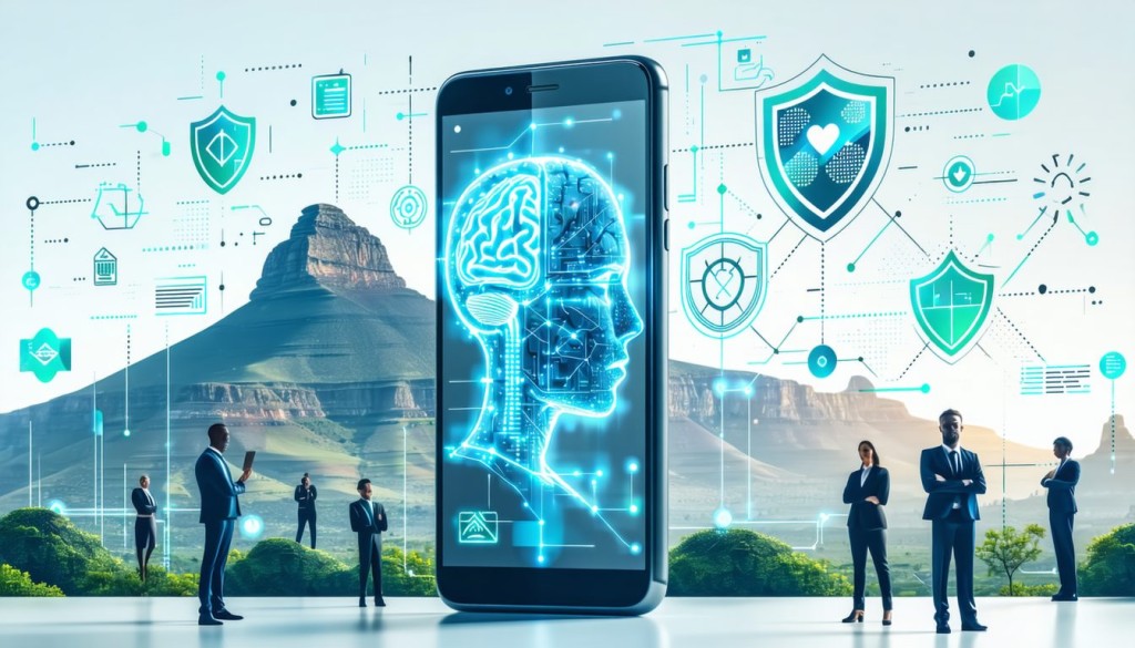 Mental health and AI safety symbols representing South Africa's groundbreaking Care MH regulatory programme