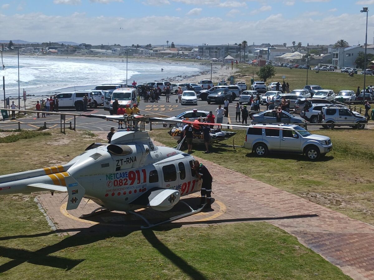 The injured man was airlifted from the NSRI Melkbosstrand base by a Netcare 911 helicopter.