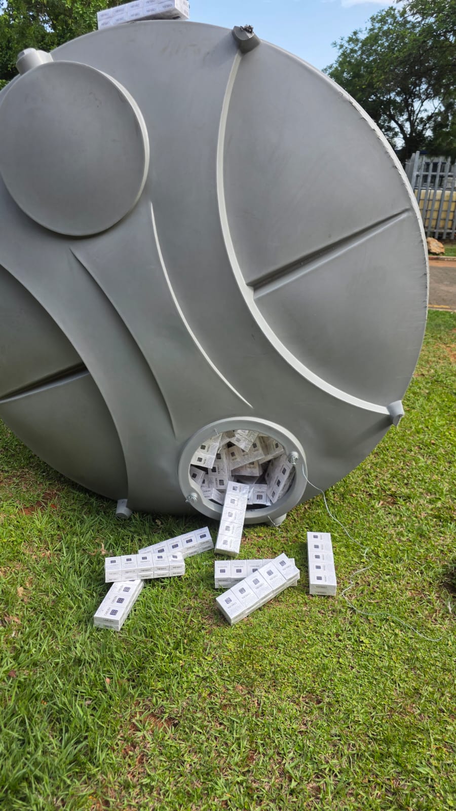 Illicit cigarettes were found hidden in water tanks.
