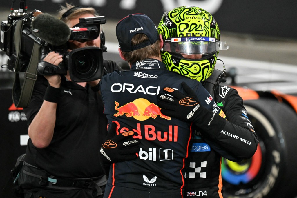 Max Verstappen congratulates Lando Norris
