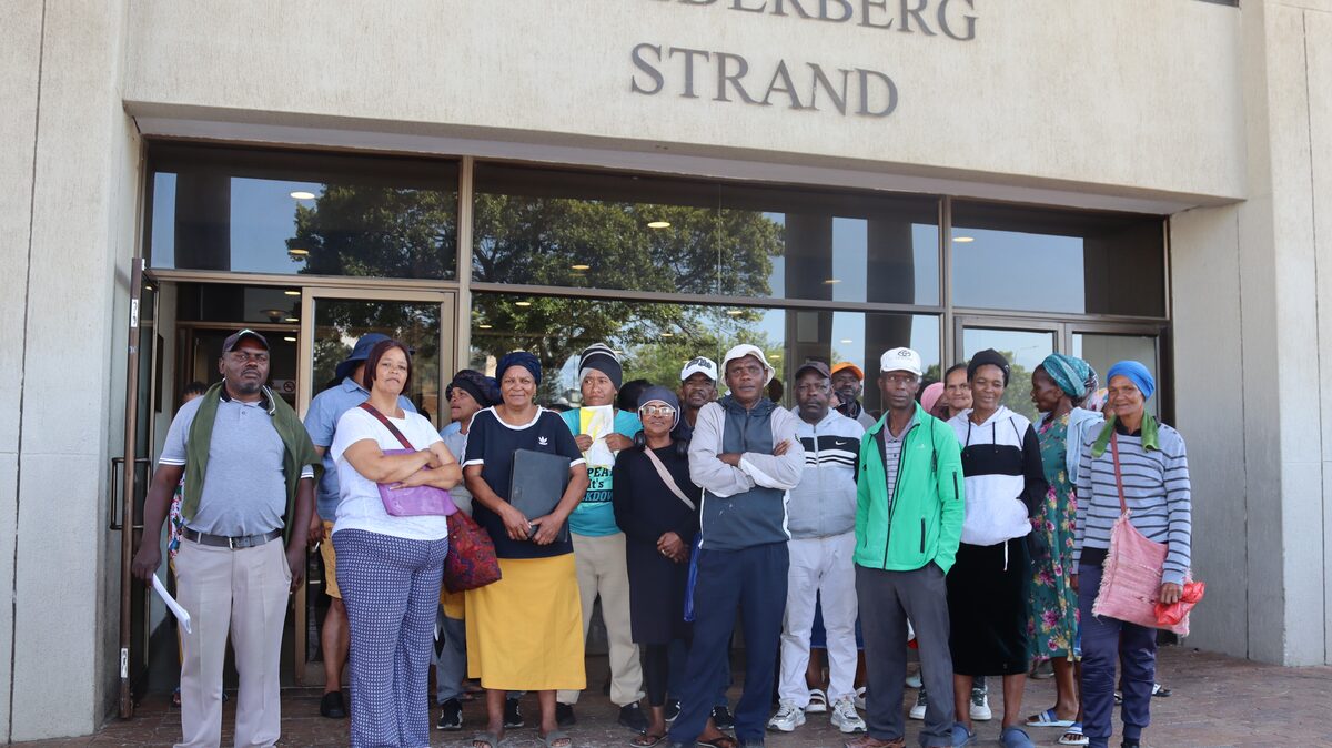 Sassa grant recipients gathered at Strand town hall refusing to leave until assisted.