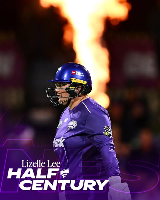 Lizelle Lee, celebrated Hobart Hurricanes cricket player.
