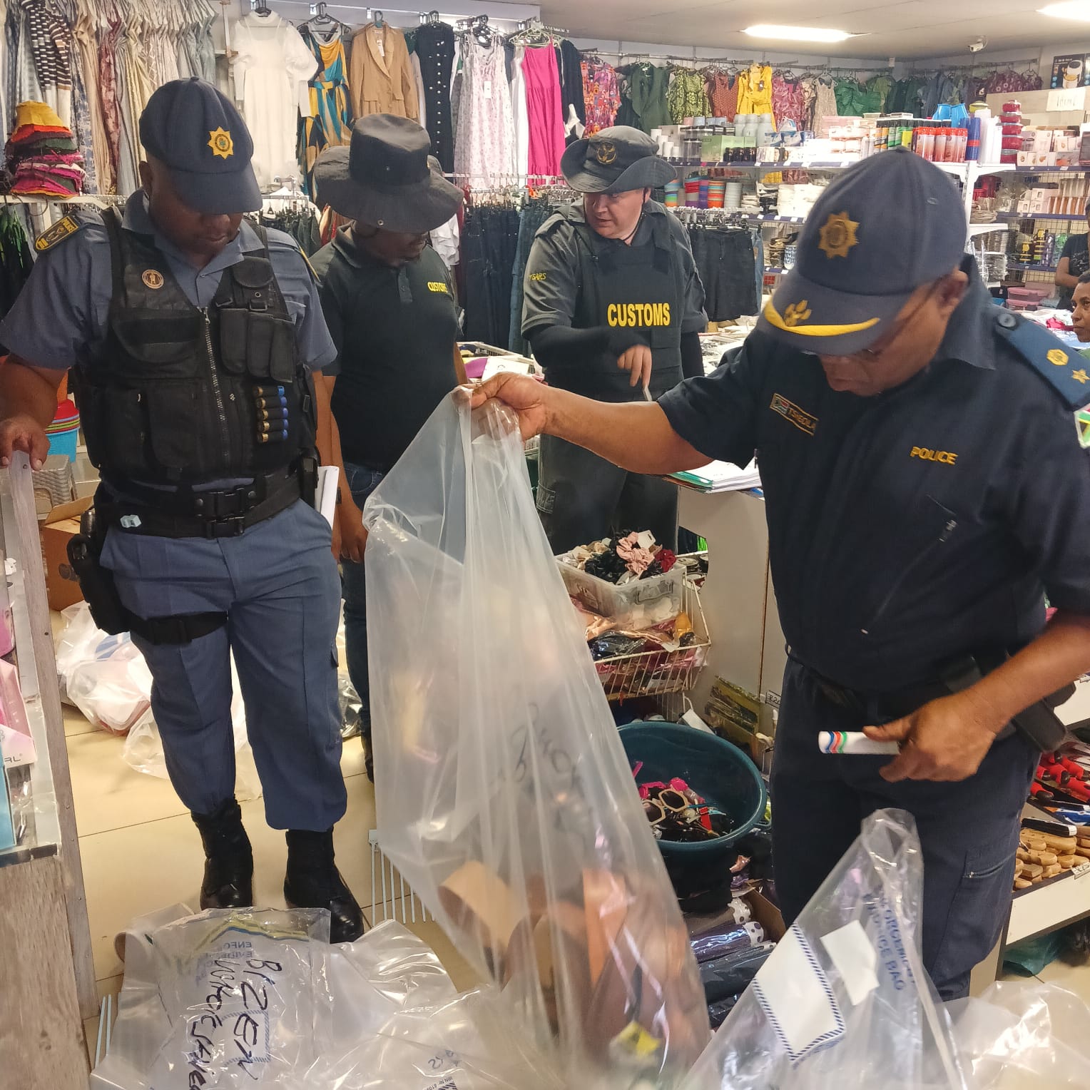 Police and customs officials seized counterfeit goods during December operations across Gauteng, KwaZulu-Natal and Western Cape provinces. Photo: SAPS, Facebook