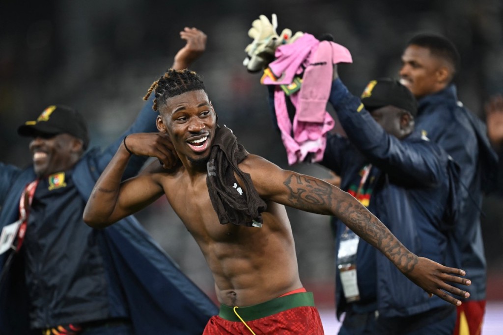 Christopher Wooh celebrates after the round of 16 match against South Africa. Photo: Paul ELLIS / AFP)