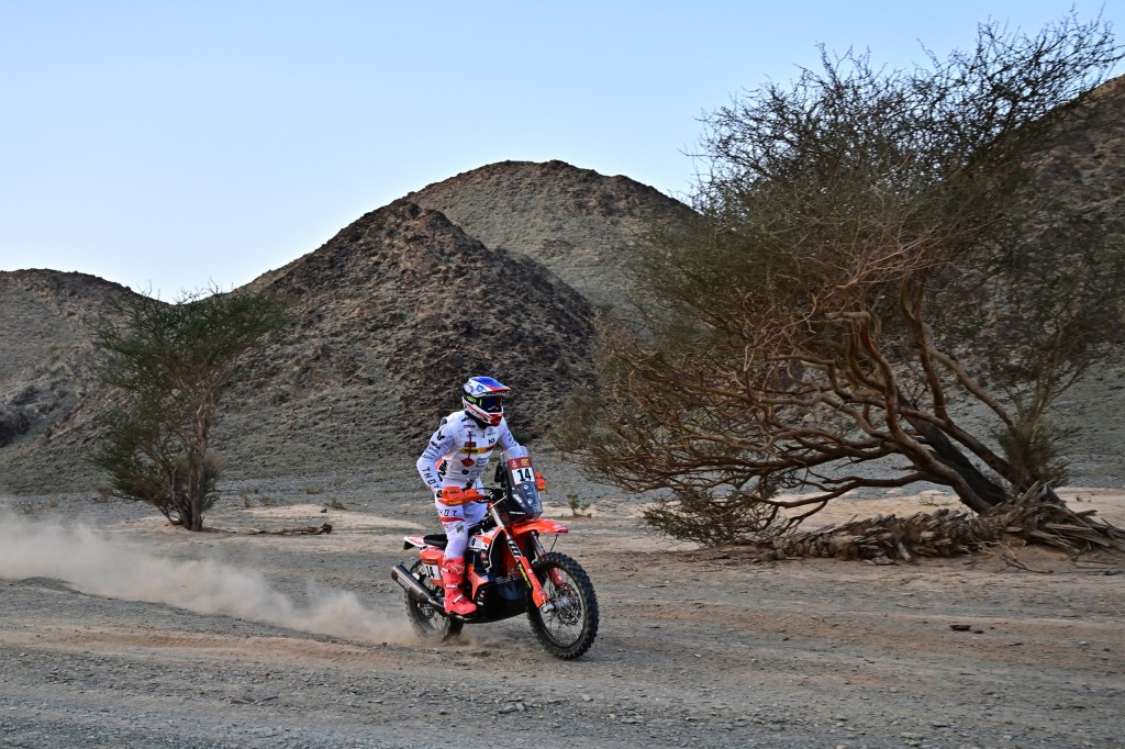 South African Michael Docherty on his KTM 450 Rally competes in Stage 2.