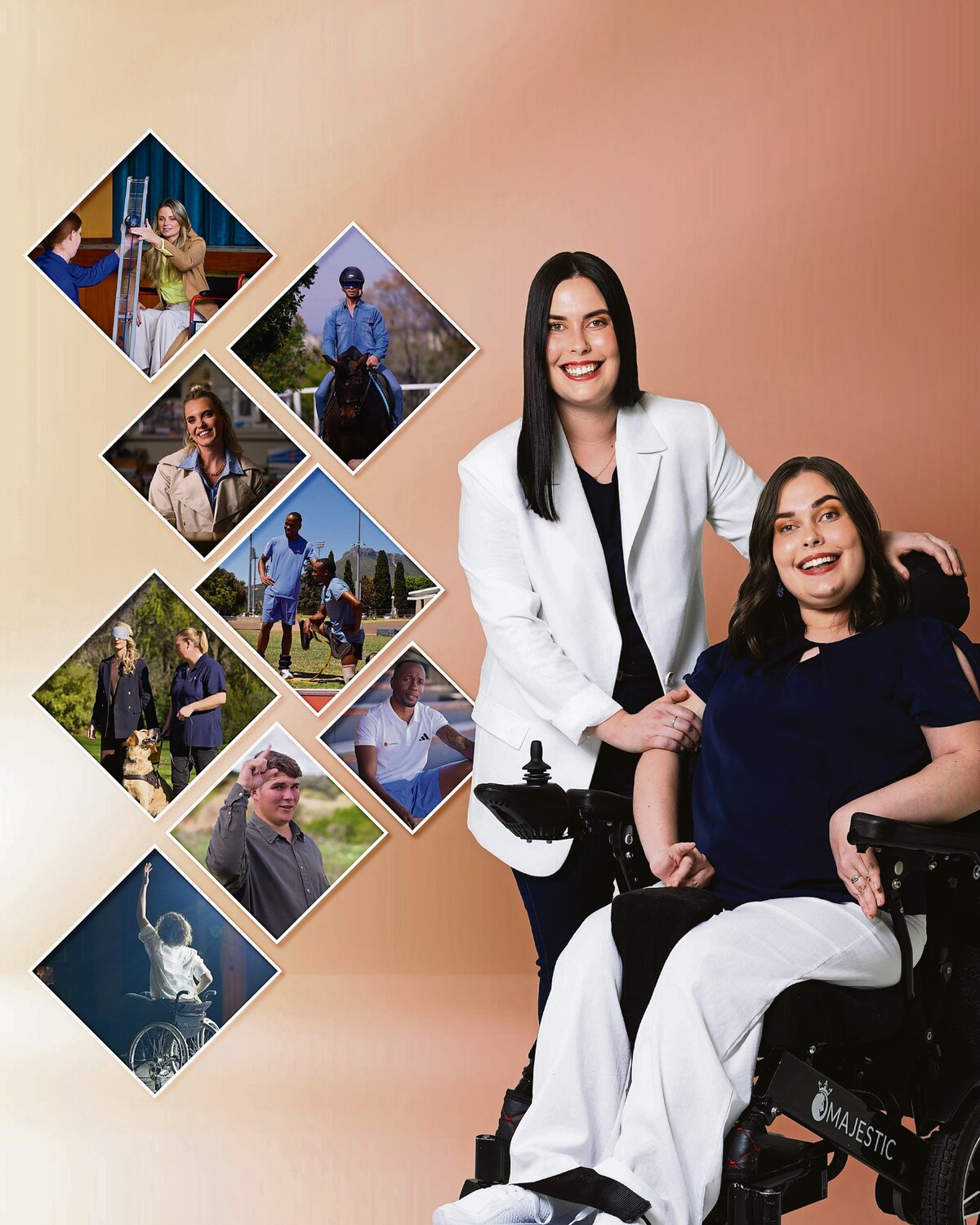 Sumarie Greyling, die aanbieder van Verander jou siening en haar tweelingsuster, Elanza Jordaan, wat in die eerste episode van die doku-realiteitsreeks op VIA te sien is wat op Donderdag 5 Februarie uitgesaai word.