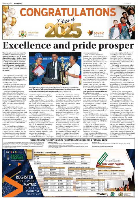 Front page of matric supplement.